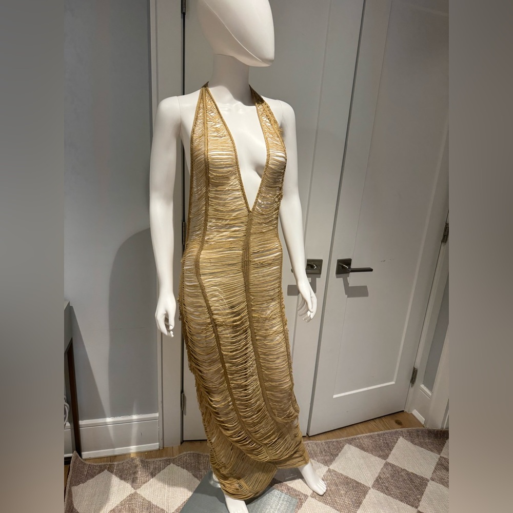 Fashion Nova Gold Halter Swim Coverup